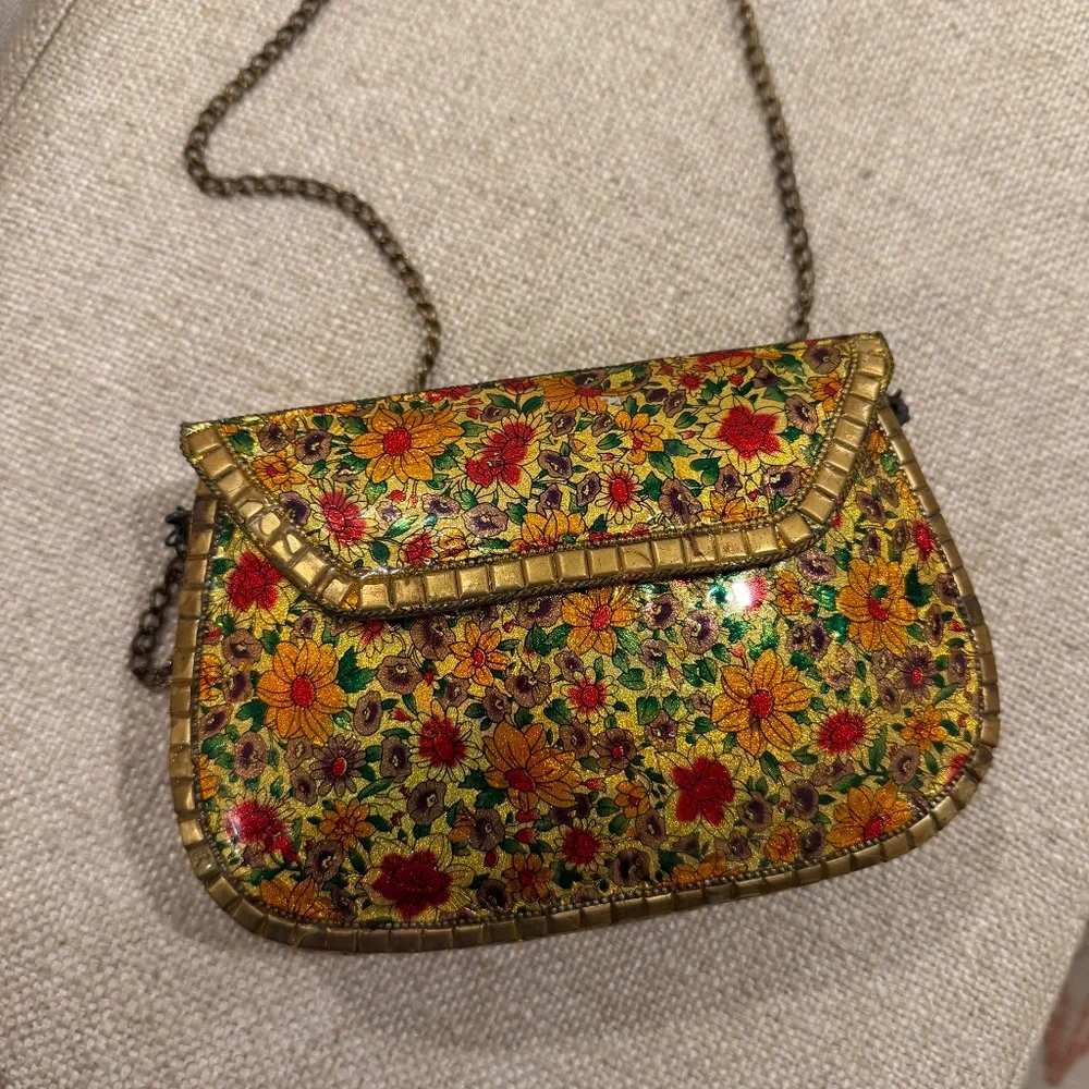 Antik Kraft Amoli Metal Clutch Purse in Floral Print - Picture 2 of 10